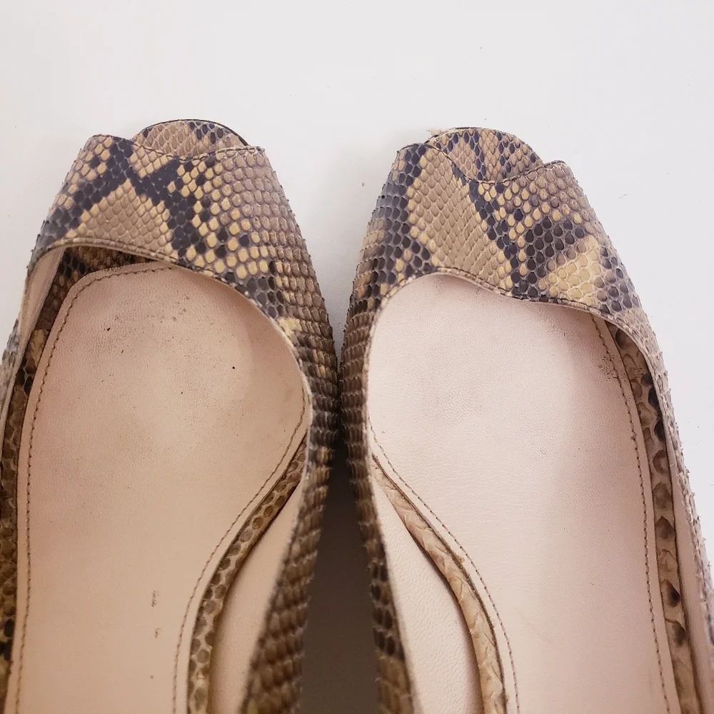 Prada Python Snakeskin Pattern Peeptoe Kitten Heels, Size 36.5